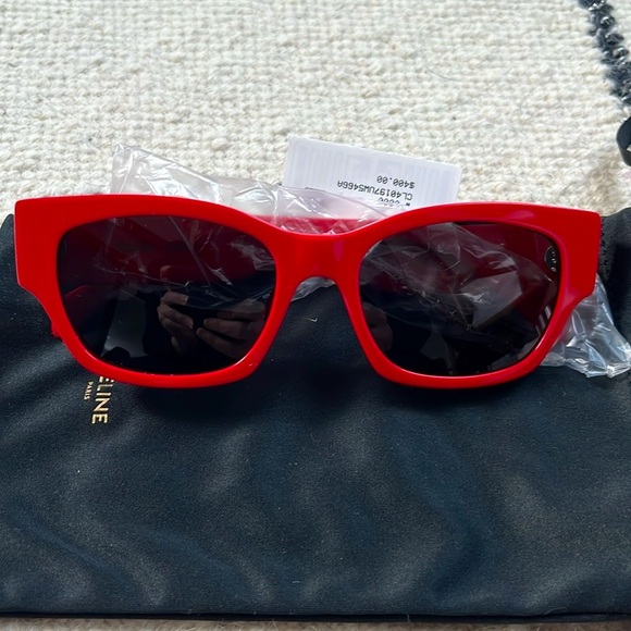 CELINE Women’s Shiny Red Monochroms Cat Eye Sunglasses—54mm - Picture 7 of 16